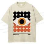 Unisex Bauhaus Geometric Eyes Printed Washed Tee