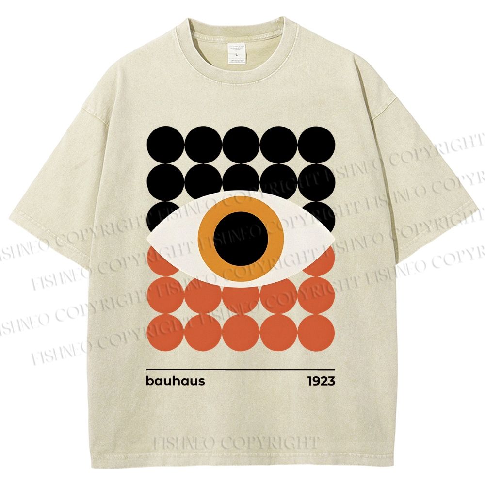 Unisex Bauhaus Geometric Eyes Printed Washed Tee