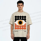 Unisex Bauhaus Geometric Eyes Printed Washed Tee