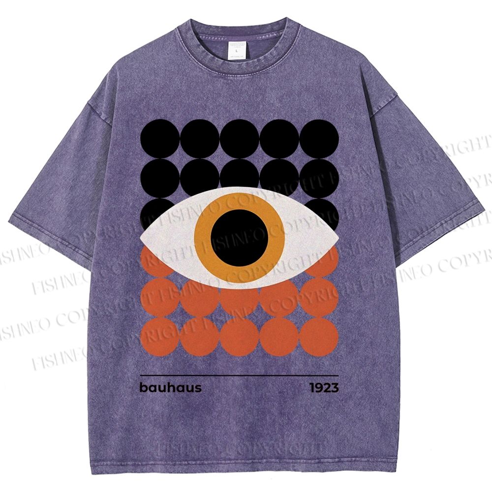 Unisex Bauhaus Geometric Eyes Printed Washed Tee