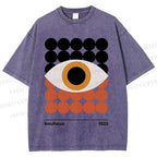 Unisex Bauhaus Geometric Eyes Printed Washed Tee