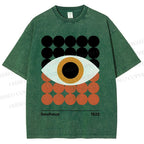 Unisex Bauhaus Geometric Eyes Printed Washed Tee