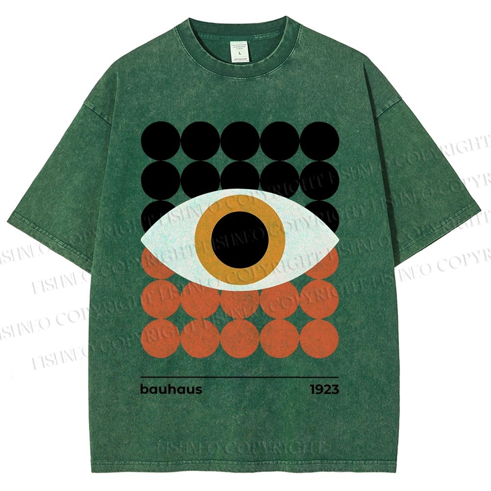 Unisex Bauhaus Geometric Eyes Printed Washed Tee