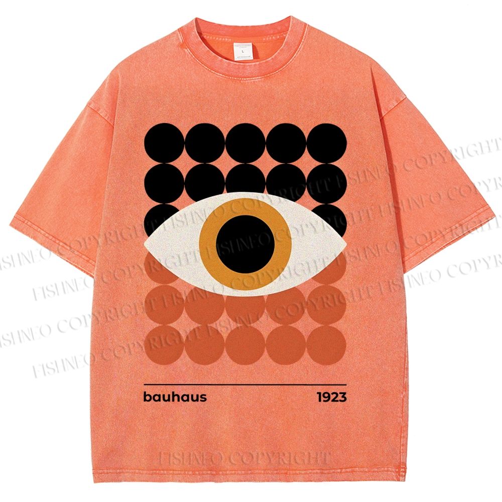 Unisex Bauhaus Geometric Eyes Printed Washed Tee
