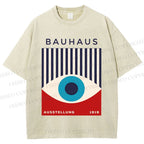Unisex Bauhaus Geometric Eyes Printed Washed Tee