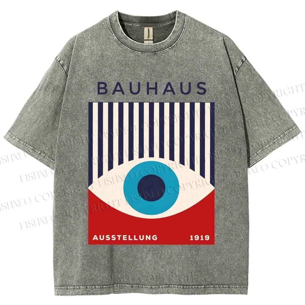 Unisex Bauhaus Geometric Eyes Printed Washed Tee