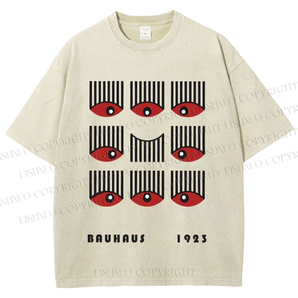 Unisex Bauhaus Art Eyes Printed Washed Tee