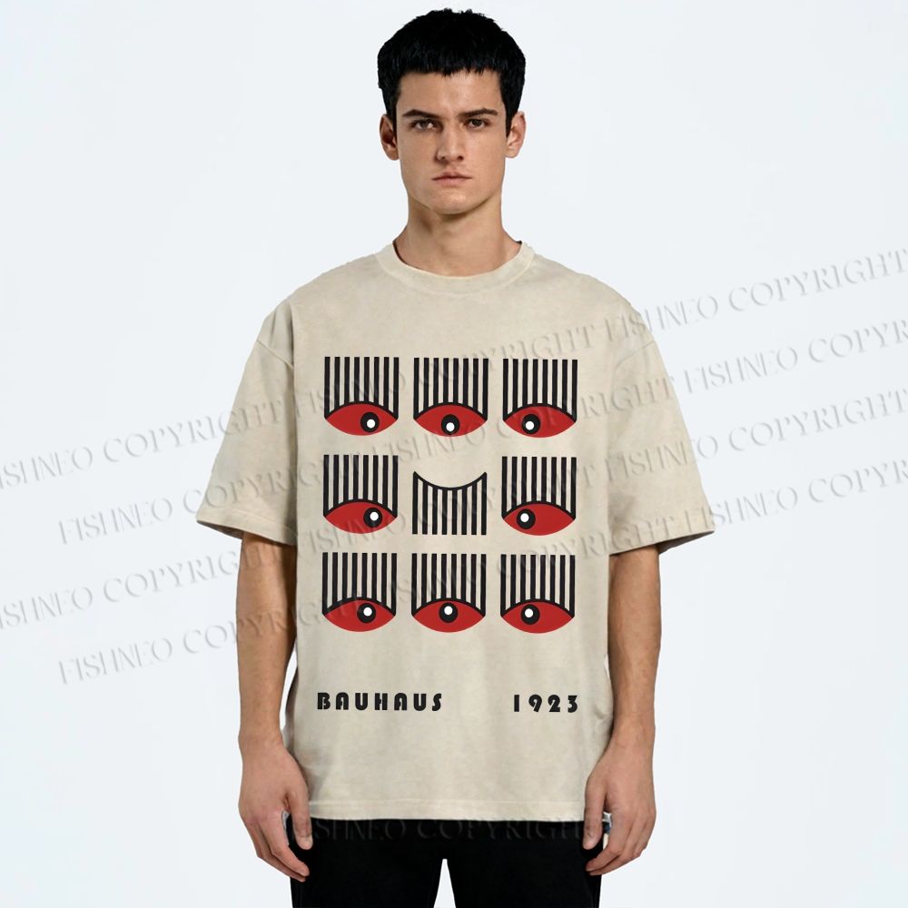 Unisex Bauhaus Art Eyes Printed Washed Tee
