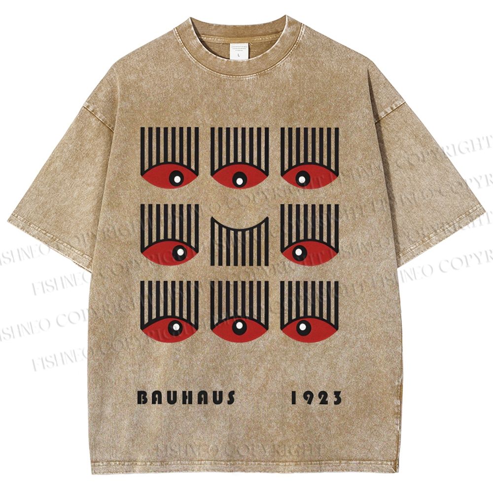Unisex Bauhaus Art Eyes Printed Washed Tee