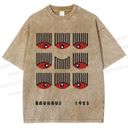 Unisex Bauhaus Art Eyes Printed Washed Tee