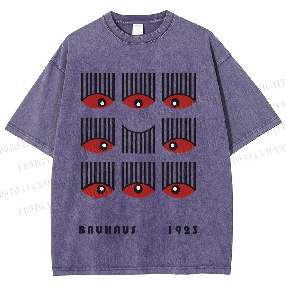 Unisex Bauhaus Art Eyes Printed Washed Tee