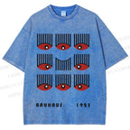 Unisex Bauhaus Art Eyes Printed Washed Tee