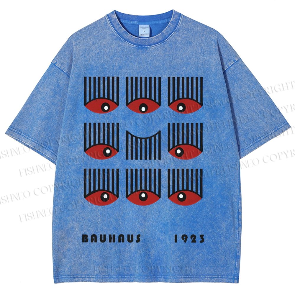 Unisex Bauhaus Art Eyes Printed Washed Tee