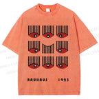 Unisex Bauhaus Art Eyes Printed Washed Tee
