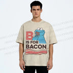 Unisex B Is For Bacon Cookie Monster Printed Washed Tee