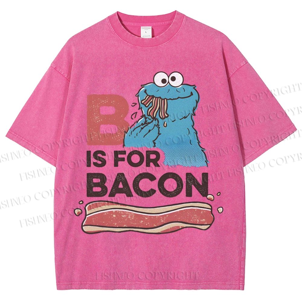 Unisex B Is For Bacon Cookie Monster Printed Washed Tee