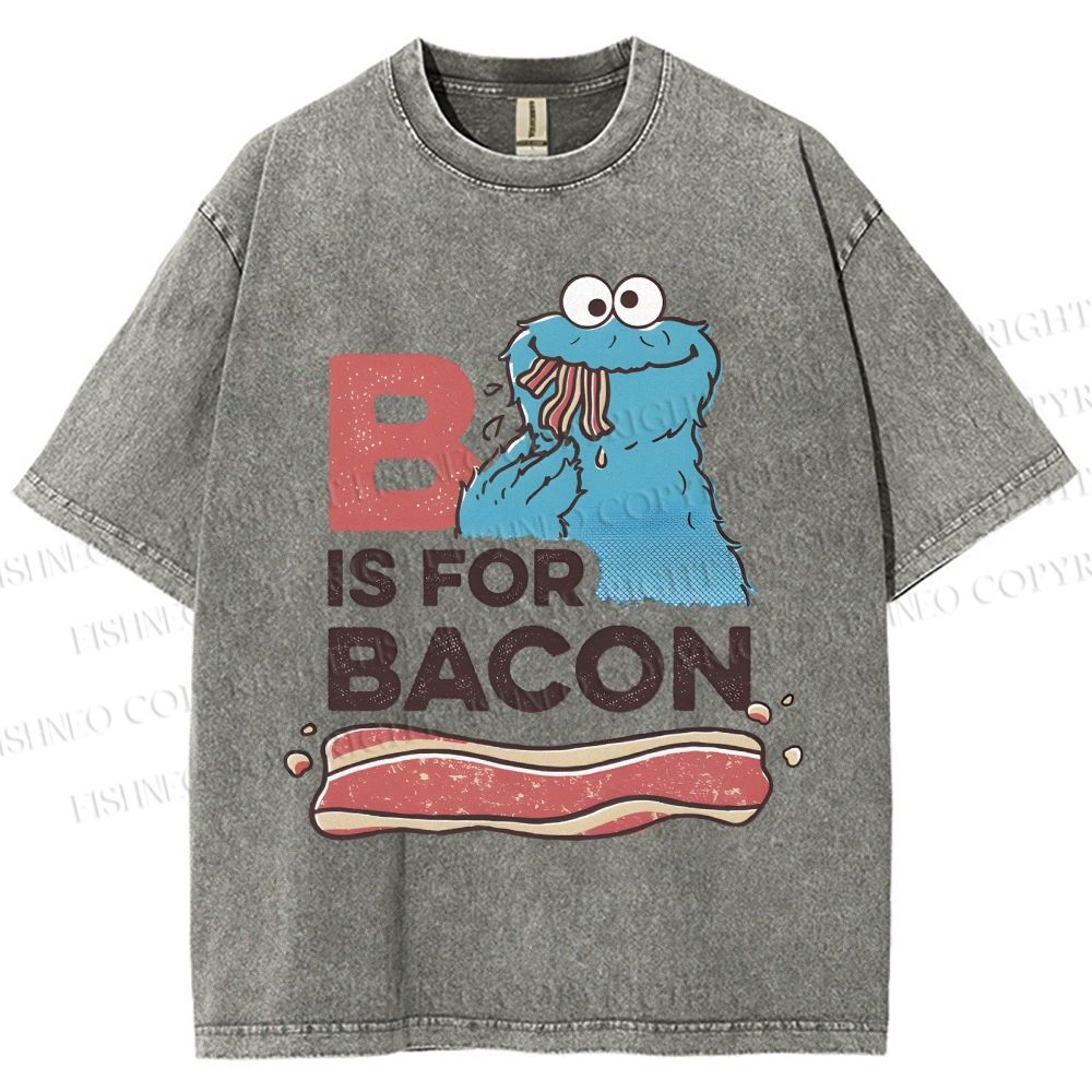 Unisex B Is For Bacon Cookie Monster Printed Washed Tee