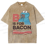 Unisex B Is For Bacon Cookie Monster Printed Washed Tee