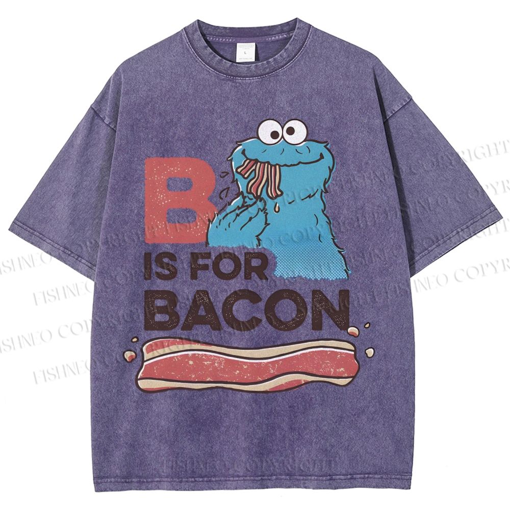 Unisex B Is For Bacon Cookie Monster Printed Washed Tee