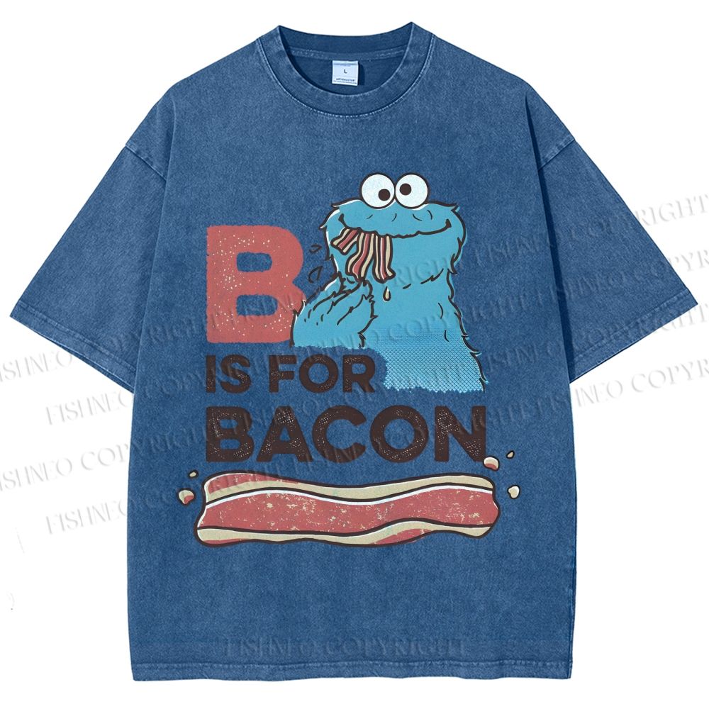 Unisex B Is For Bacon Cookie Monster Printed Washed Tee