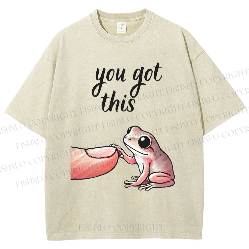 Unisex You Got This Finger Frog Printed Washed Tee