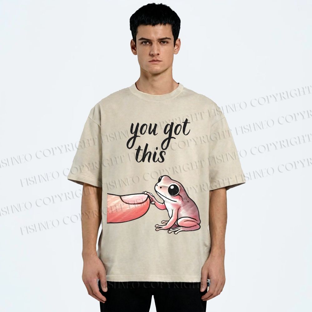 Unisex You Got This Finger Frog Printed Washed Tee
