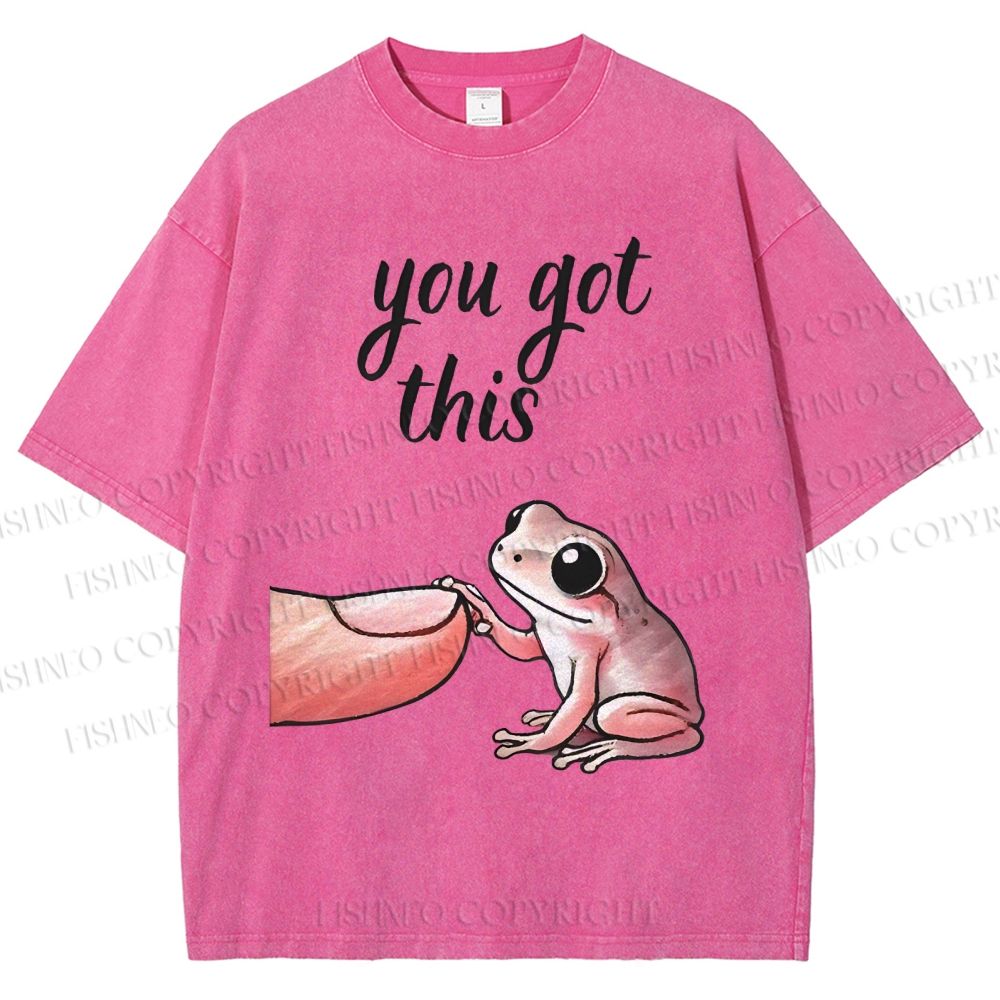 Unisex You Got This Finger Frog Printed Washed Tee