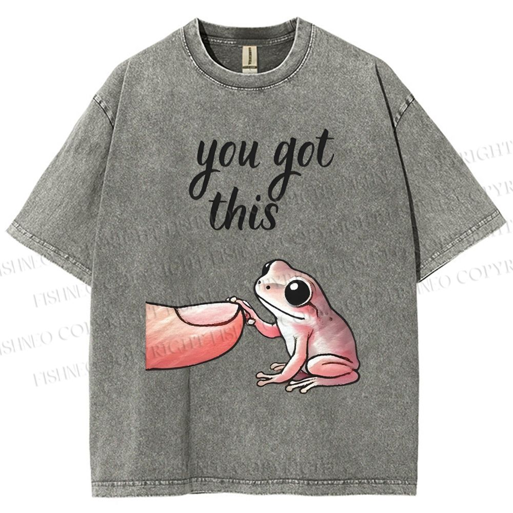 Unisex You Got This Finger Frog Printed Washed Tee