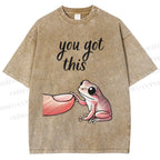 Unisex You Got This Finger Frog Printed Washed Tee