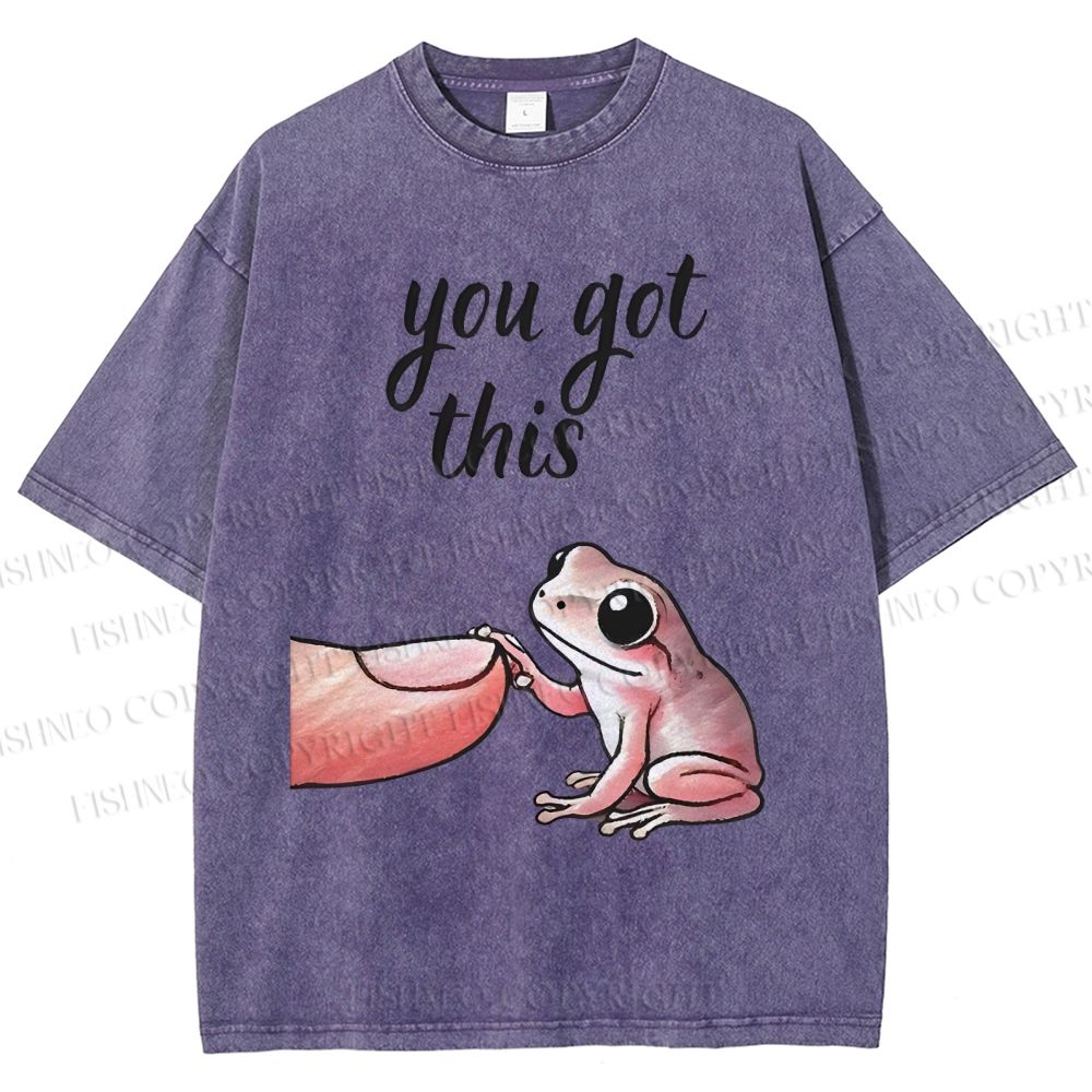 Unisex You Got This Finger Frog Printed Washed Tee