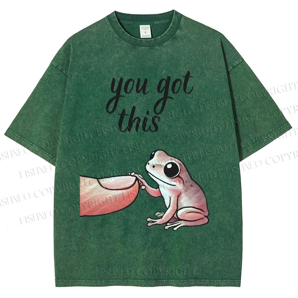 Unisex You Got This Finger Frog Printed Washed Tee