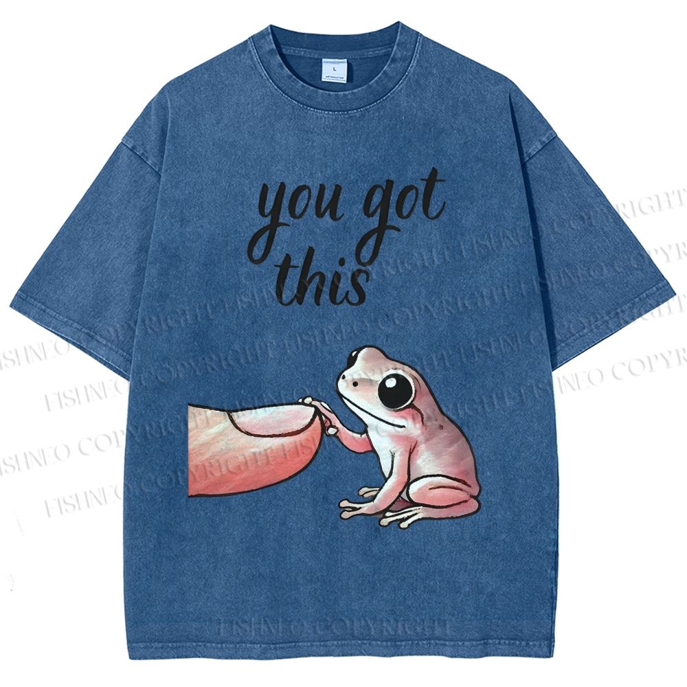 Unisex You Got This Finger Frog Printed Washed Tee