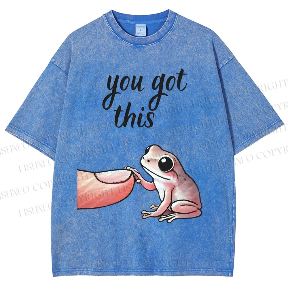 Unisex You Got This Finger Frog Printed Washed Tee