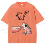Unisex You Got This Finger Frog Printed Washed Tee