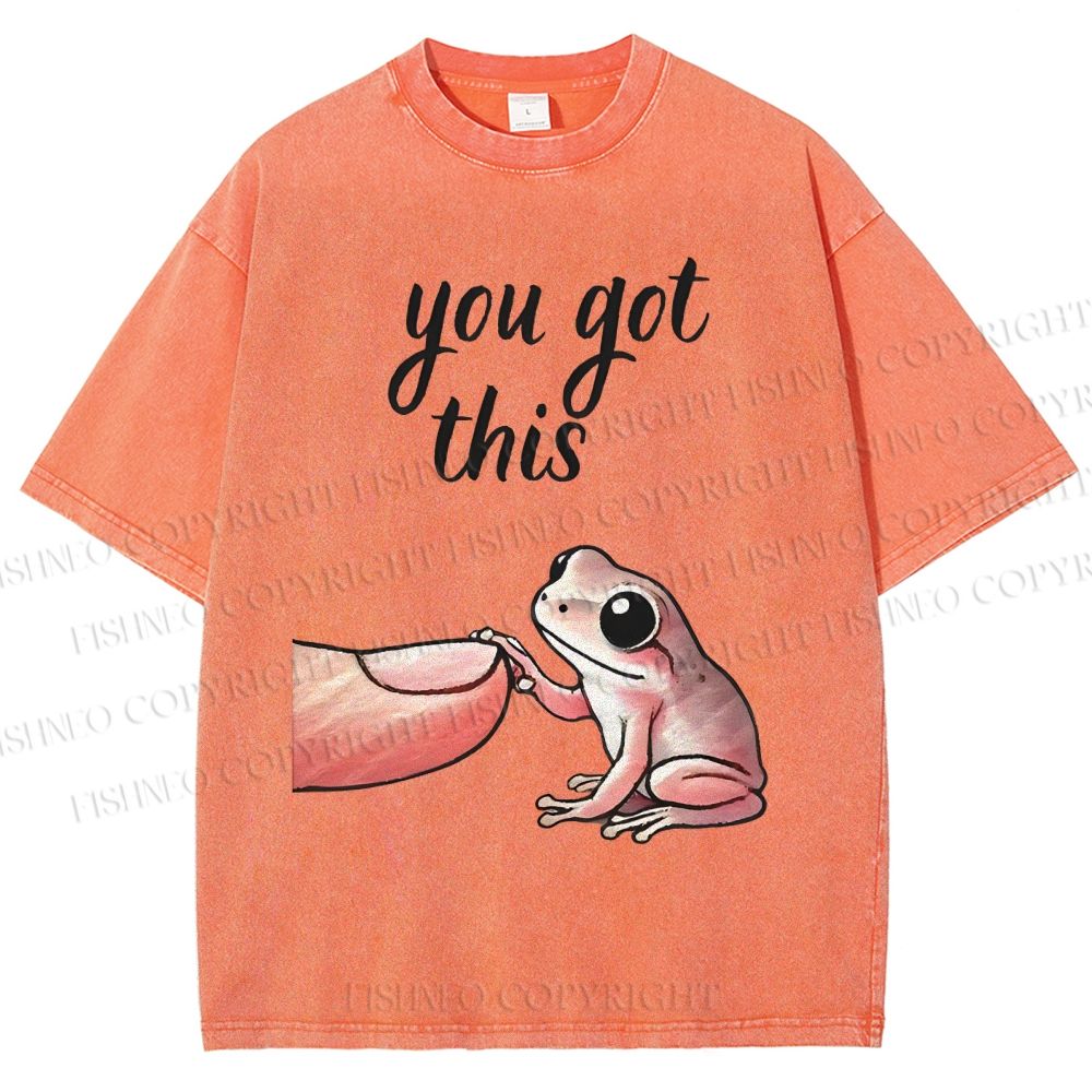 Unisex You Got This Finger Frog Printed Washed Tee