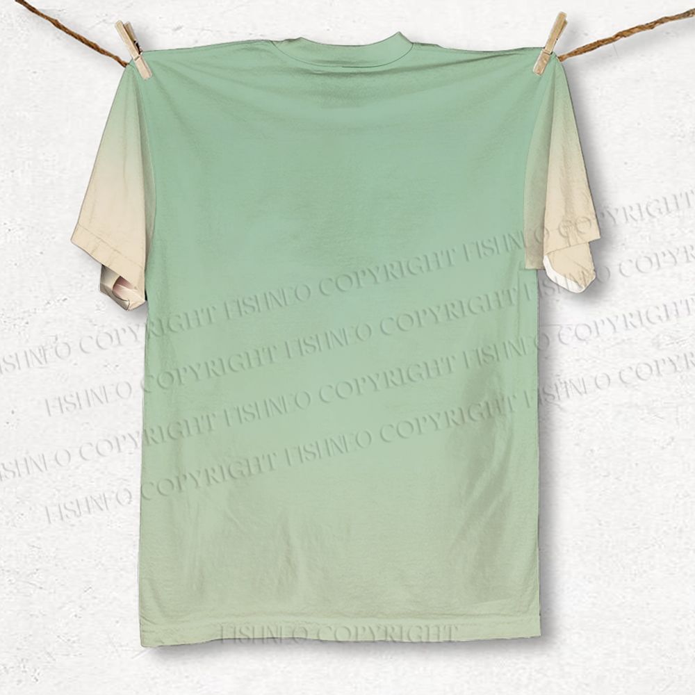 Unisex Cat Smell The Flowers With Butterfly Printed Classic T-shirt