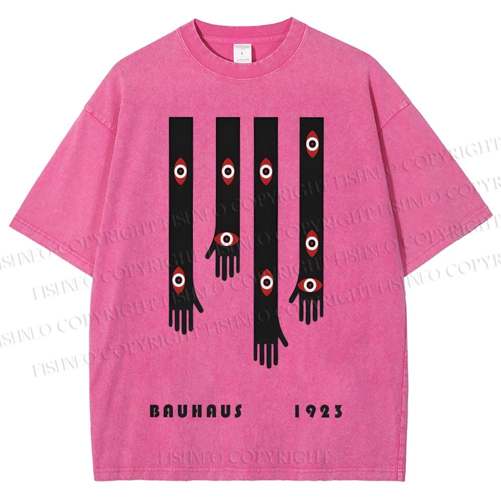 Unisex Bauhaus Art Hand Eyes Printed Washed Tee