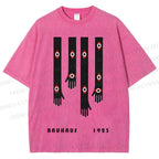 Unisex Bauhaus Art Hand Eyes Printed Washed Tee