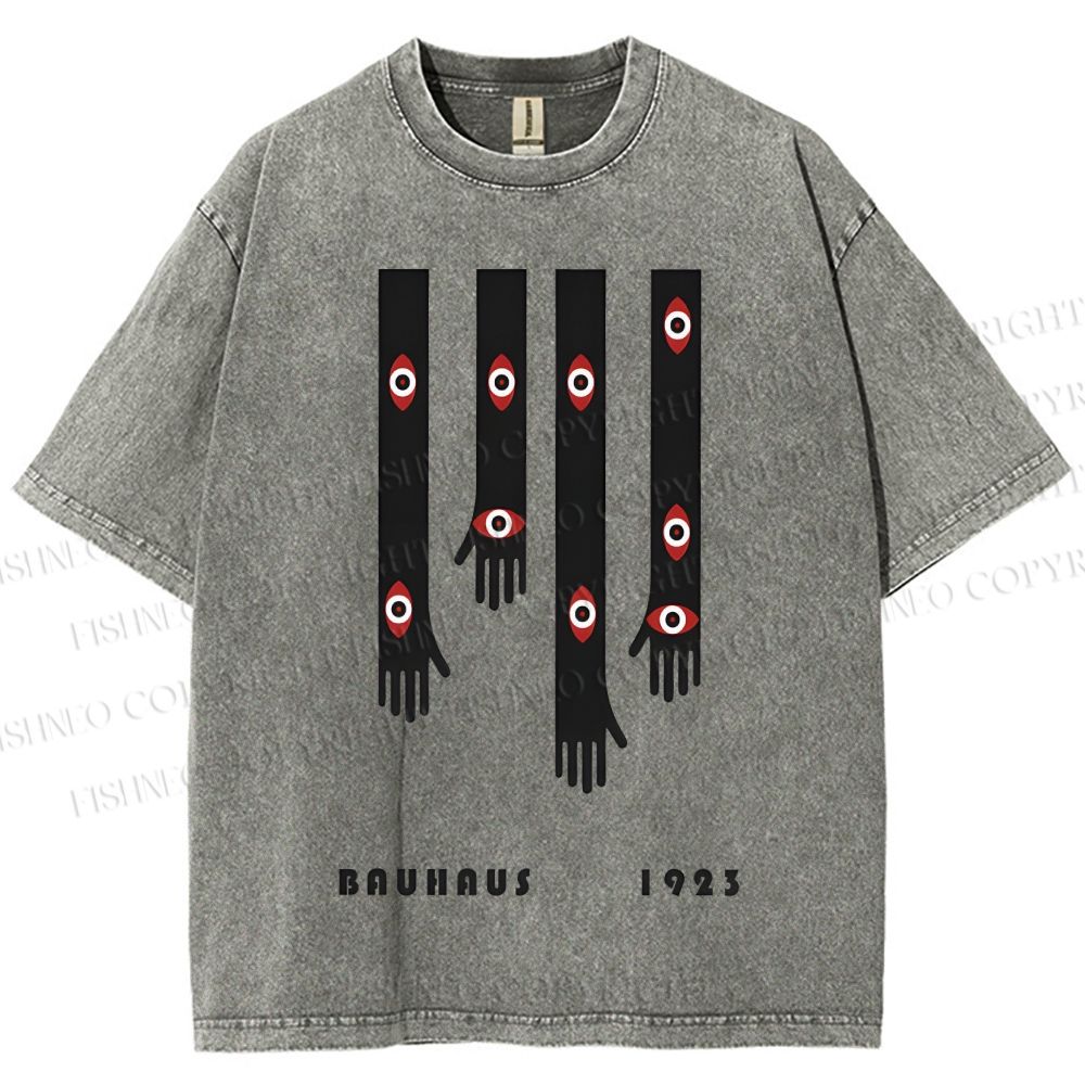 Unisex Bauhaus Art Hand Eyes Printed Washed Tee