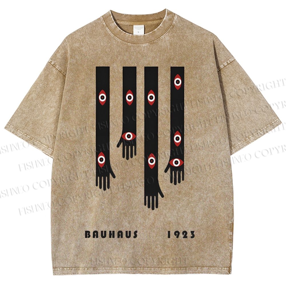 Unisex Bauhaus Art Hand Eyes Printed Washed Tee