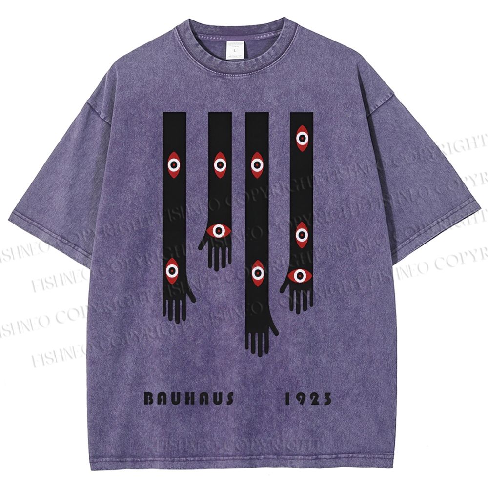 Unisex Bauhaus Art Hand Eyes Printed Washed Tee
