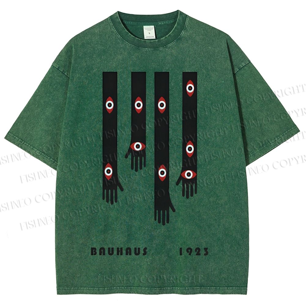 Unisex Bauhaus Art Hand Eyes Printed Washed Tee