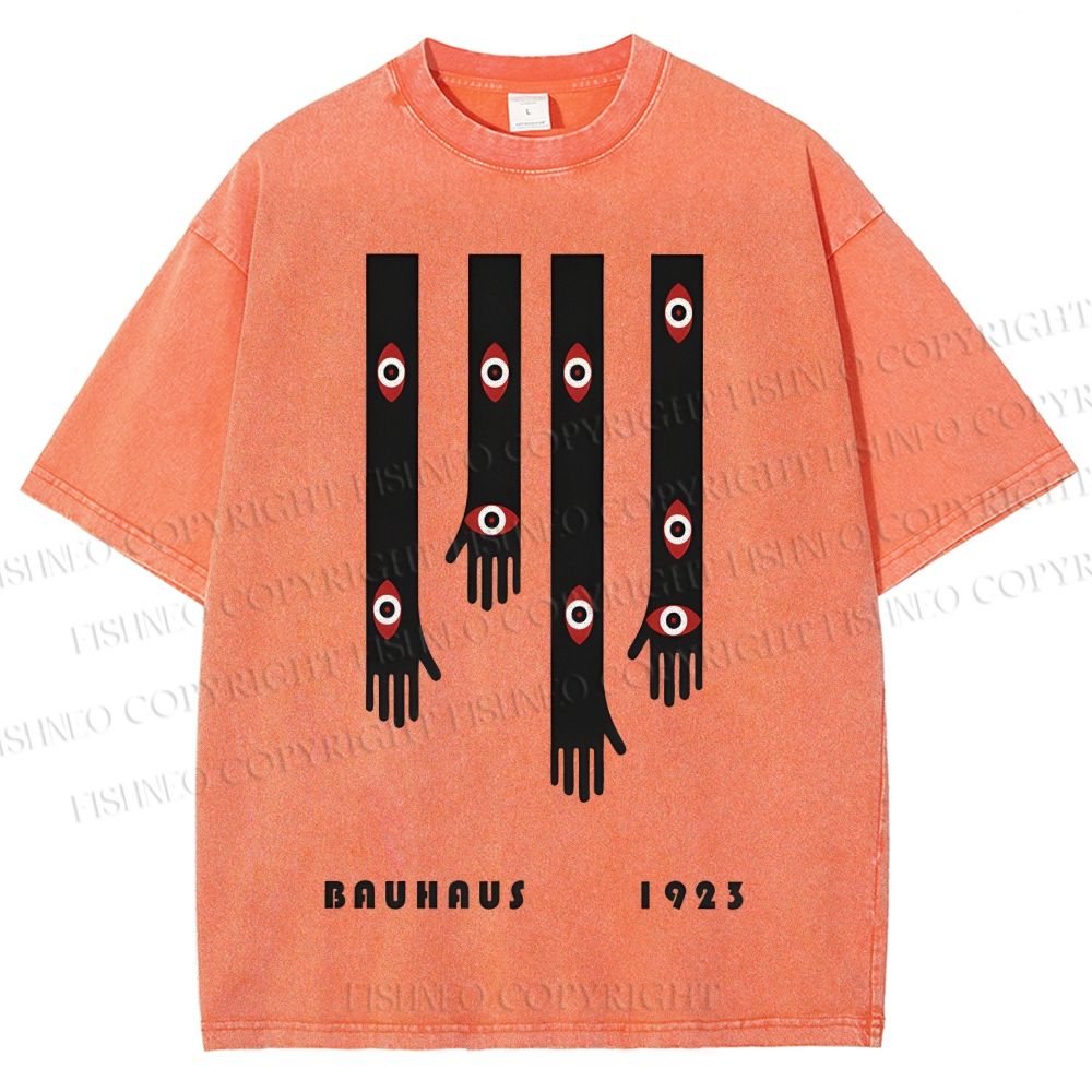 Unisex Bauhaus Art Hand Eyes Printed Washed Tee