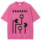 Unisex Bauhaus Geometric Art Eyes Printed Washed Tee