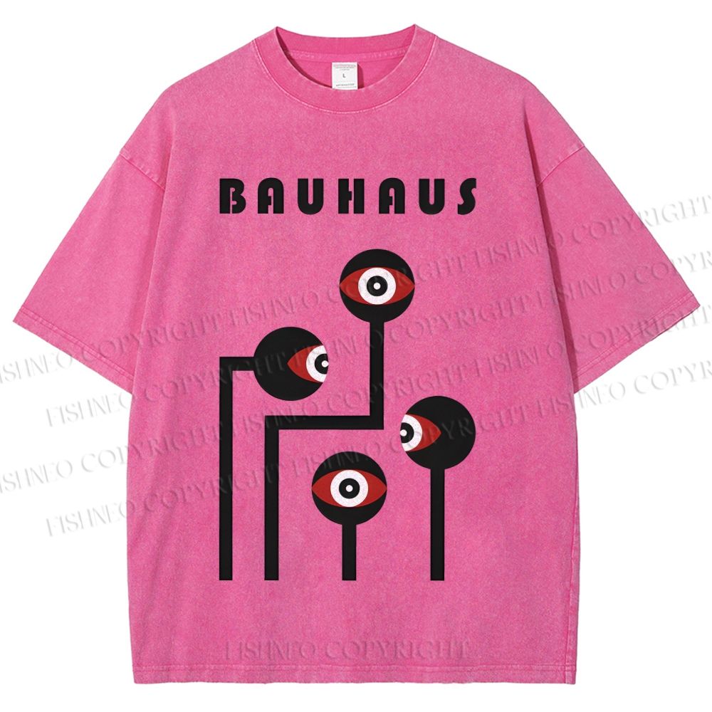 Unisex Bauhaus Geometric Art Eyes Printed Washed Tee