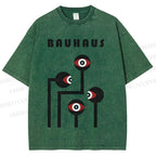 Unisex Bauhaus Geometric Art Eyes Printed Washed Tee