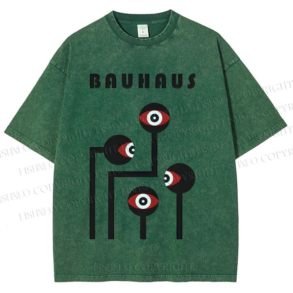Unisex Bauhaus Geometric Art Eyes Printed Washed Tee