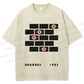 Unisex Bauhaus Geometric Eyes Printed Washed Tee