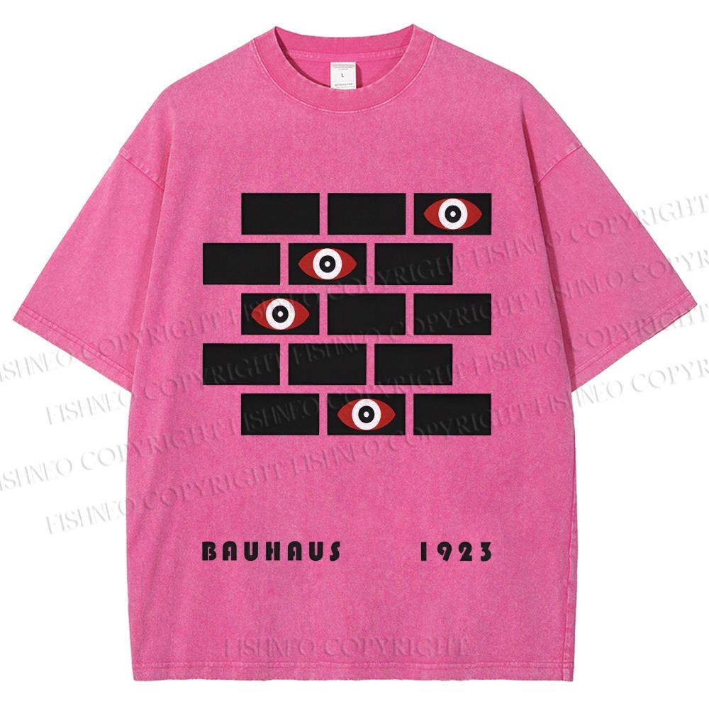 Unisex Bauhaus Geometric Eyes Printed Washed Tee
