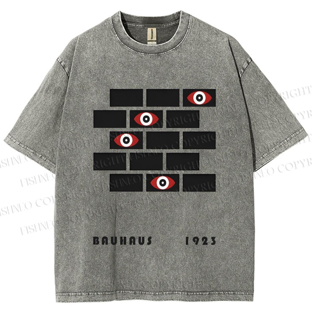 Unisex Bauhaus Geometric Eyes Printed Washed Tee